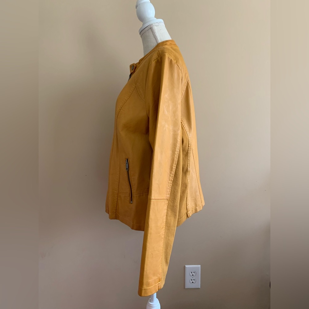 Women's Mustard Yellow Moto Jacket - Picture 4 of 11